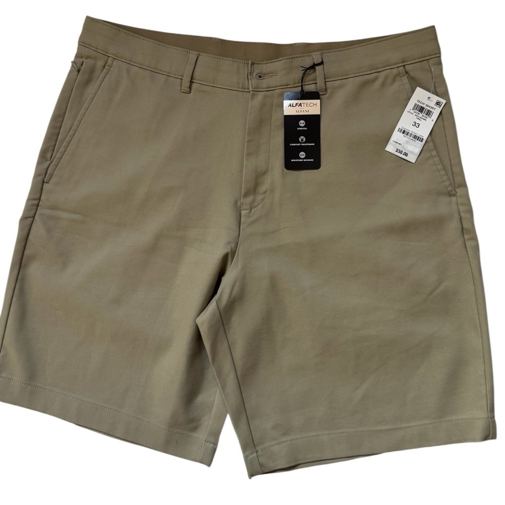 Alfani Tech Shorts Mens Sz 33 New with Tags Casual Outdoor Performance Khaki